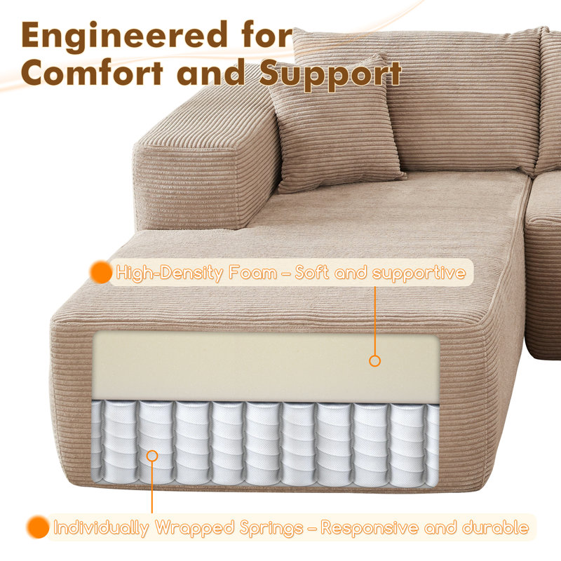 Canapé modulaire rembourré 2 pièces Boneless, Orienté à gauche (vu de face), Polyester beige
