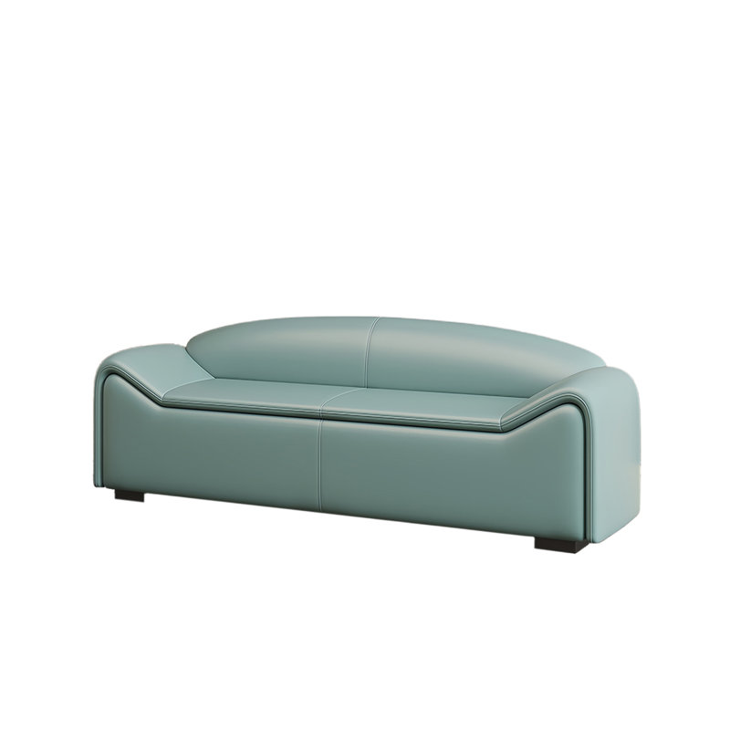Banc rembourré en cuir Cardon, H 23,62 po x l 59,05 po x P 19,68 po, Bleu paon