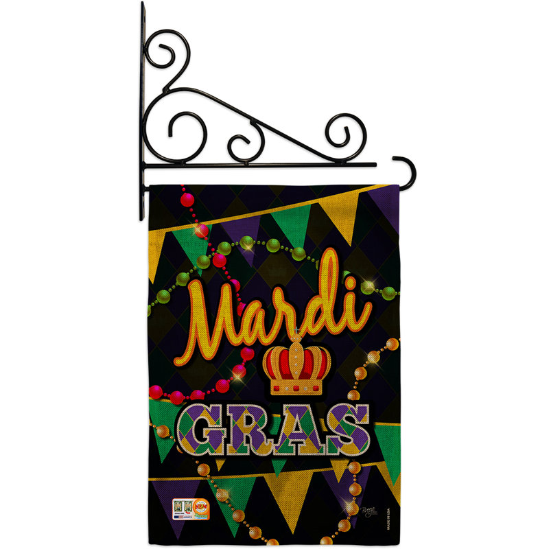 Temps de mardi gras, en toile jute à 2 côtés 19 po x l 13 po ensemble de drapeau