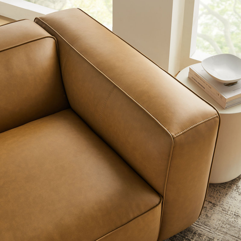 Fauteuil Auren, Similicuir brun clair