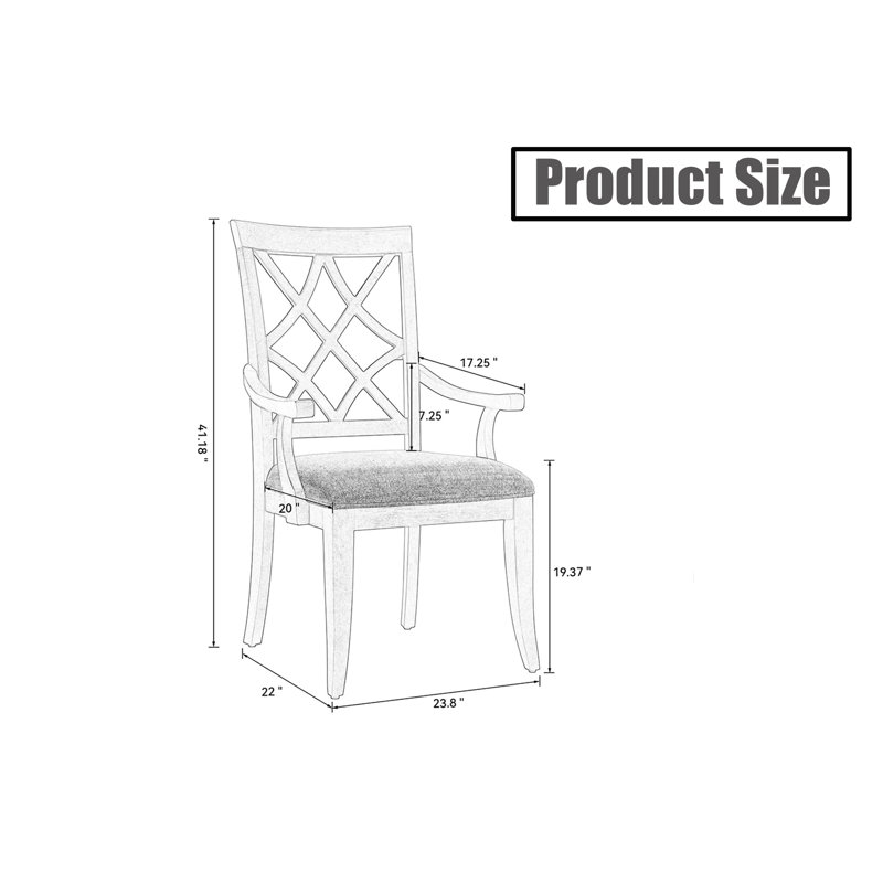 Wooden Arm Dining Chairs Set Of 2, White Oak