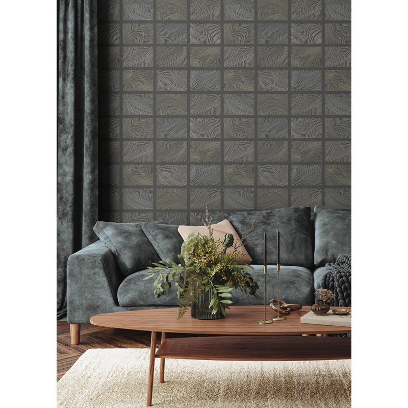 Bronson Ivory Topography Wallpaper, Gray