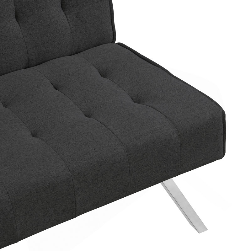 Structure en bois, pieds en acier inoxydable, futon, canapé, Noir