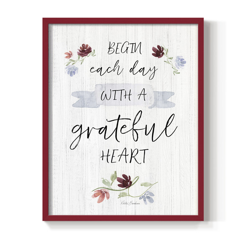 «Grateful Heart», reproduction encadrée - bois massif, H 21 po x l 17 po, Rouge
