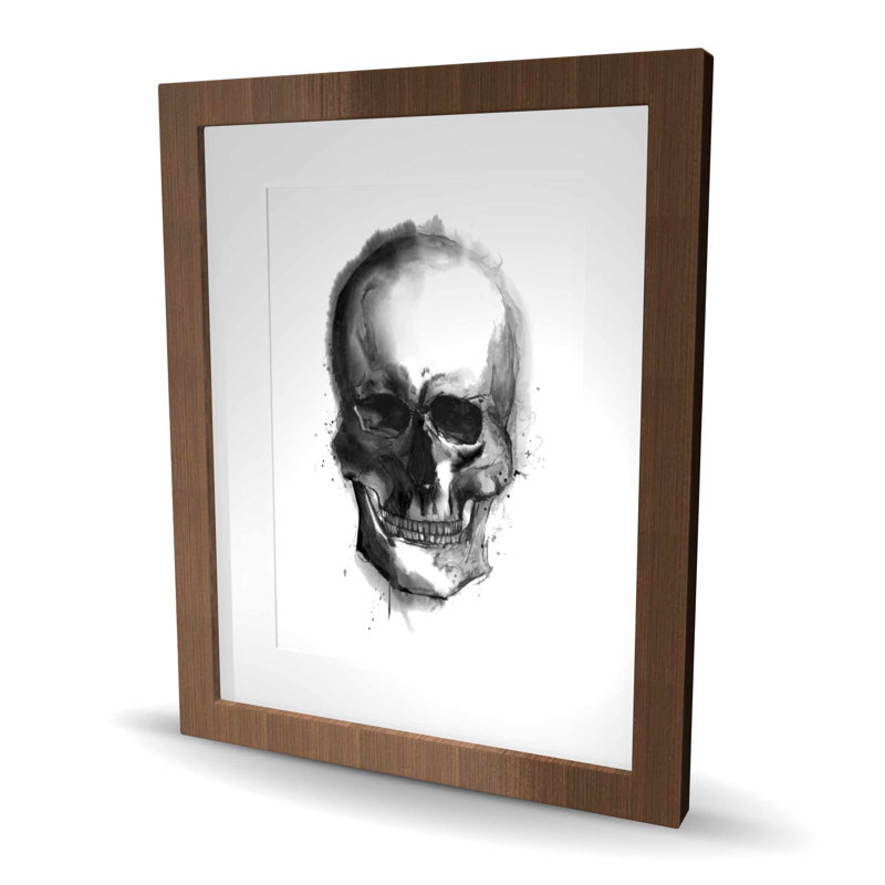 Aquarelle crâne foncé - reproduction encadrée mate pour la décoration intérieure