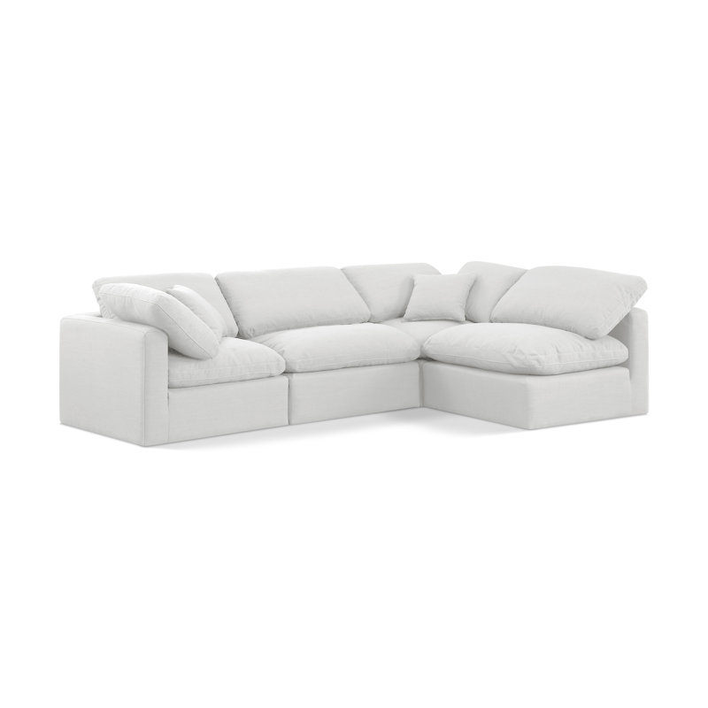 Canapé modulaire rembourré 4 pièces Izzet, Tissu texturé en lin blanc