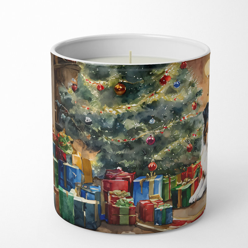 Bougie de Noël parfumée avec support en céramique