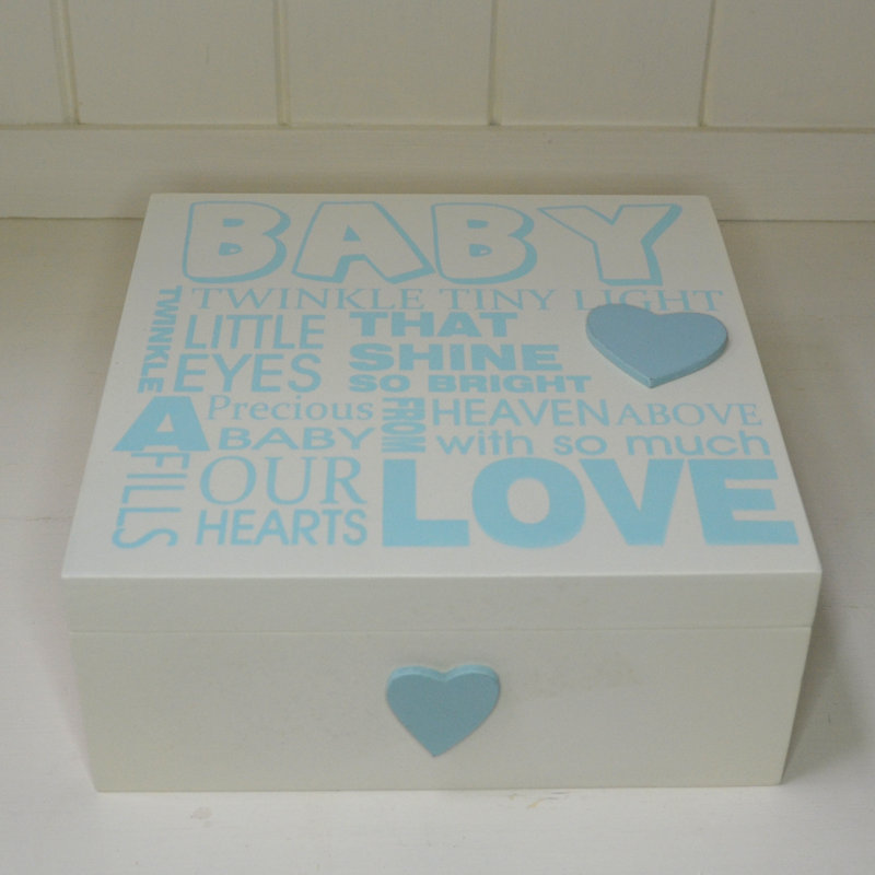 Arnger Handmade Solid Wood Memory Box, Blue