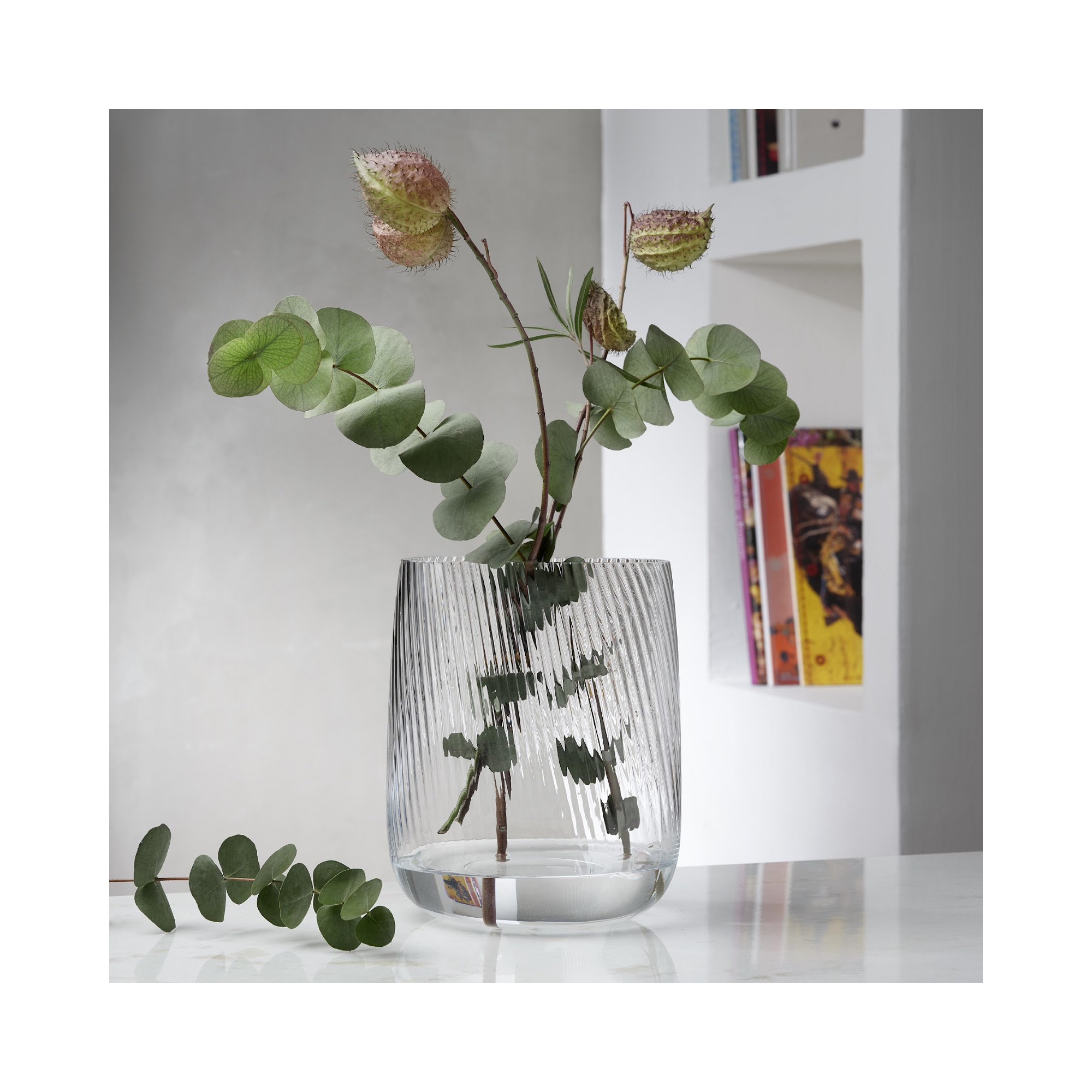 Opti Handmade Lead Free Crystal Table Vase, overall height- 9.55", Clear
