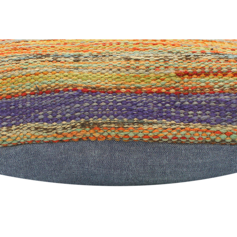 Coussin en kilim Bayadere, Rouille / bleu / mauve / rouge