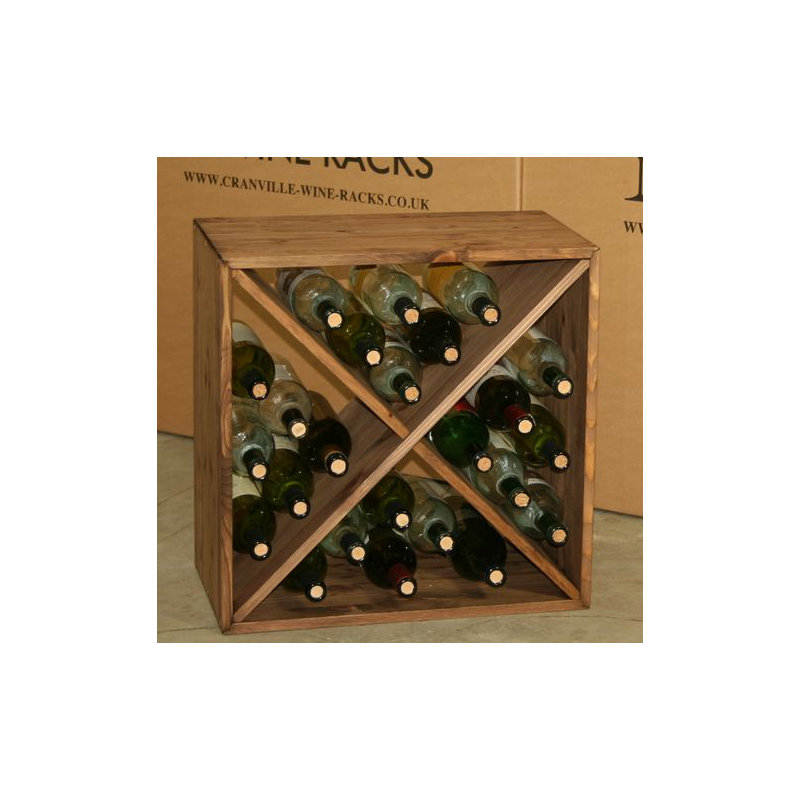 Bates 24 Bottle Solid Wood Floor Wine Bottle Rack, Walnut Stained Pine