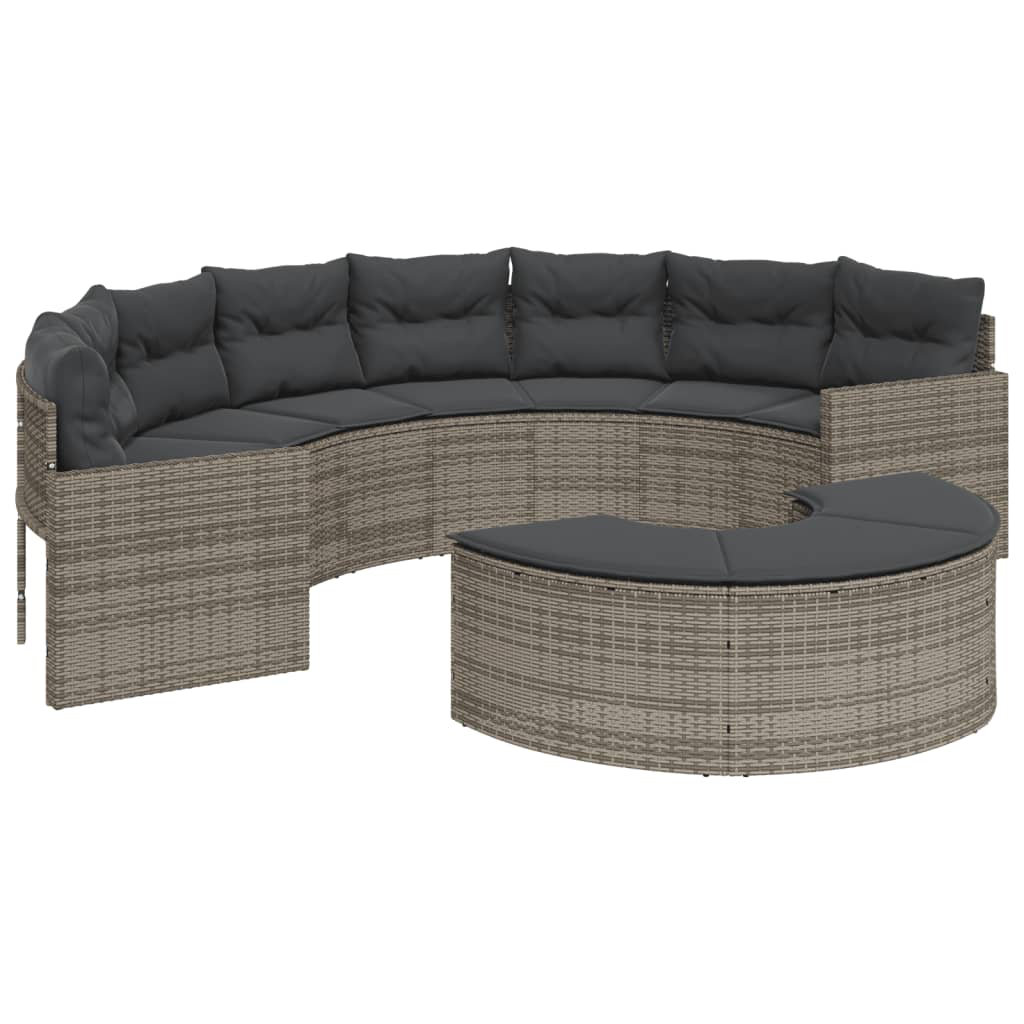 Vidaxl Gartensofa Mit Kissen Halbrund Schwarz Poly-Rattan