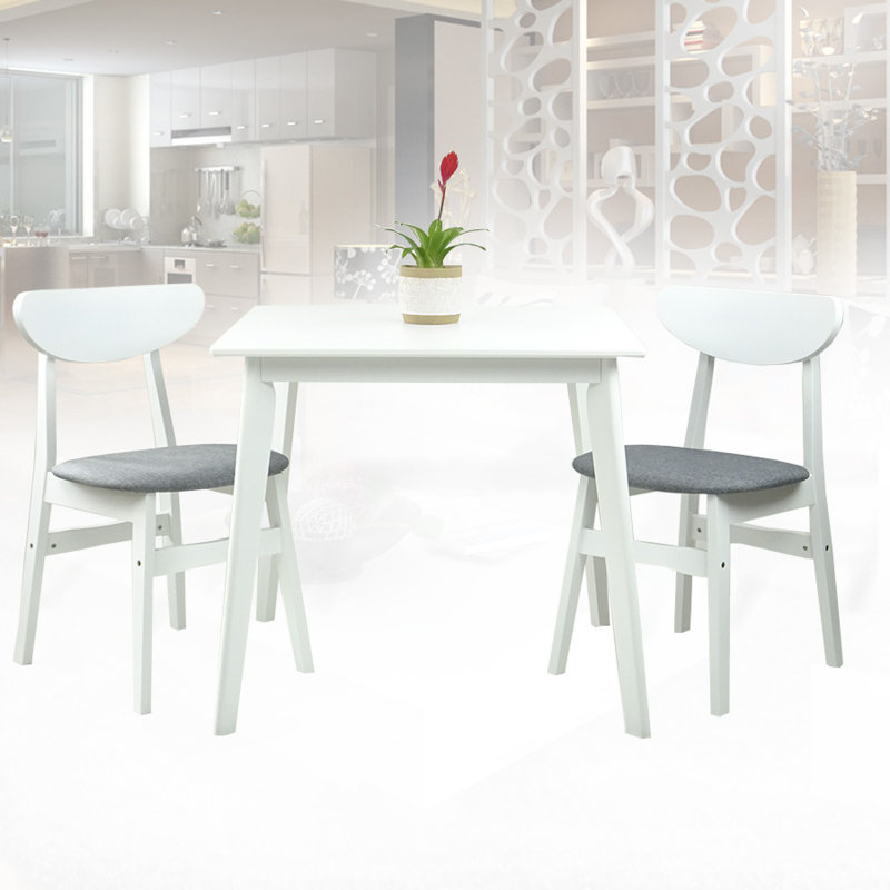 White Solid Wood Square Dining Table