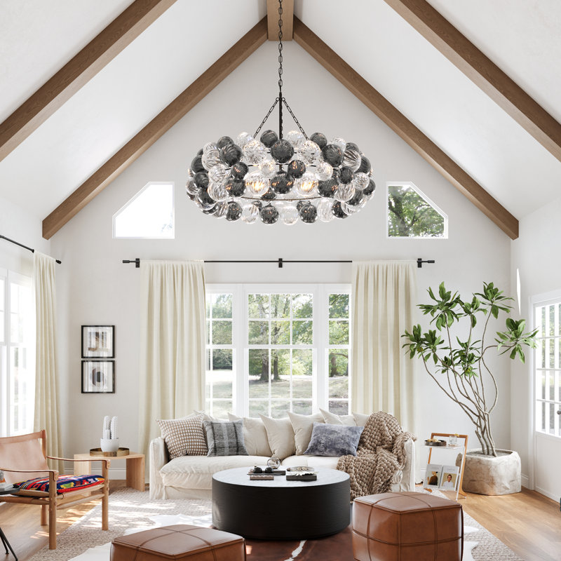 Constantine 3 - Light Dimmable Glass Globe Bubble Chandelier, Matte Black