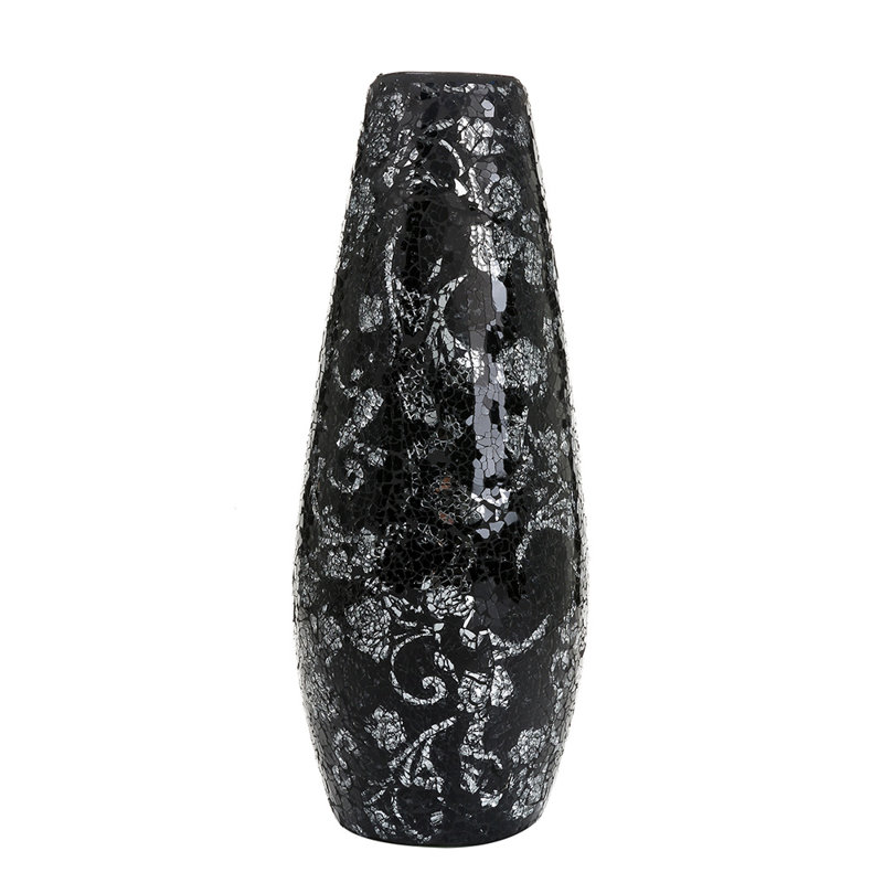 Tilley Handmade Glass Table Vase, Black Silver Rose
