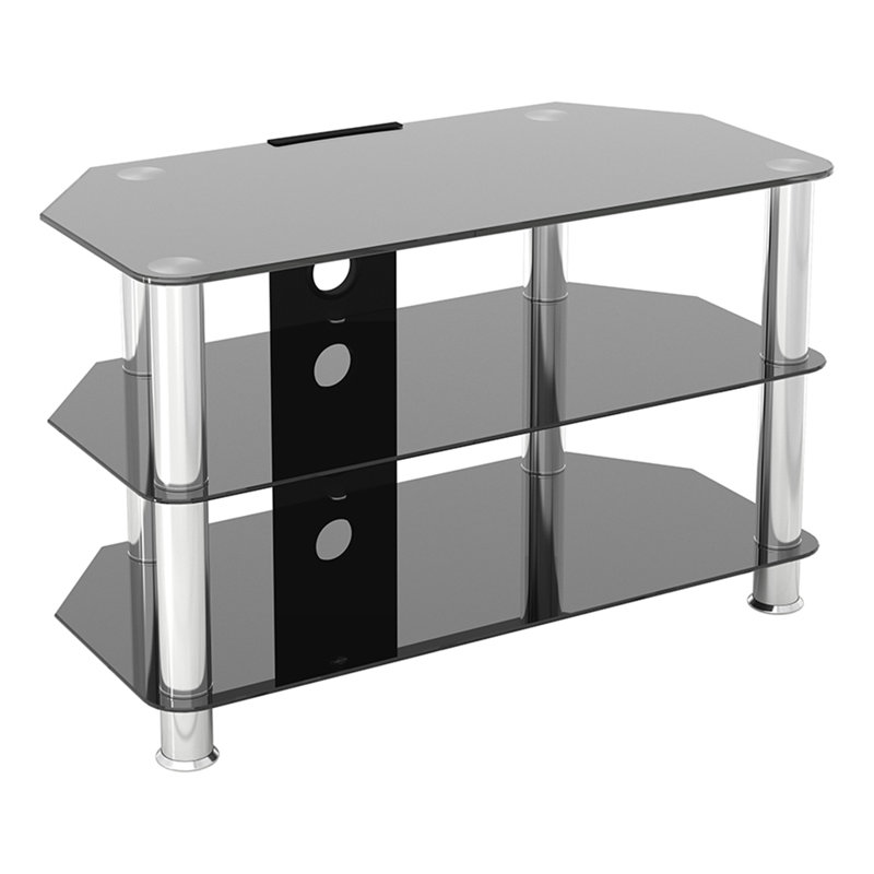 Byrge Corner TV Stand for TVs up to 43", Black/Chrome
