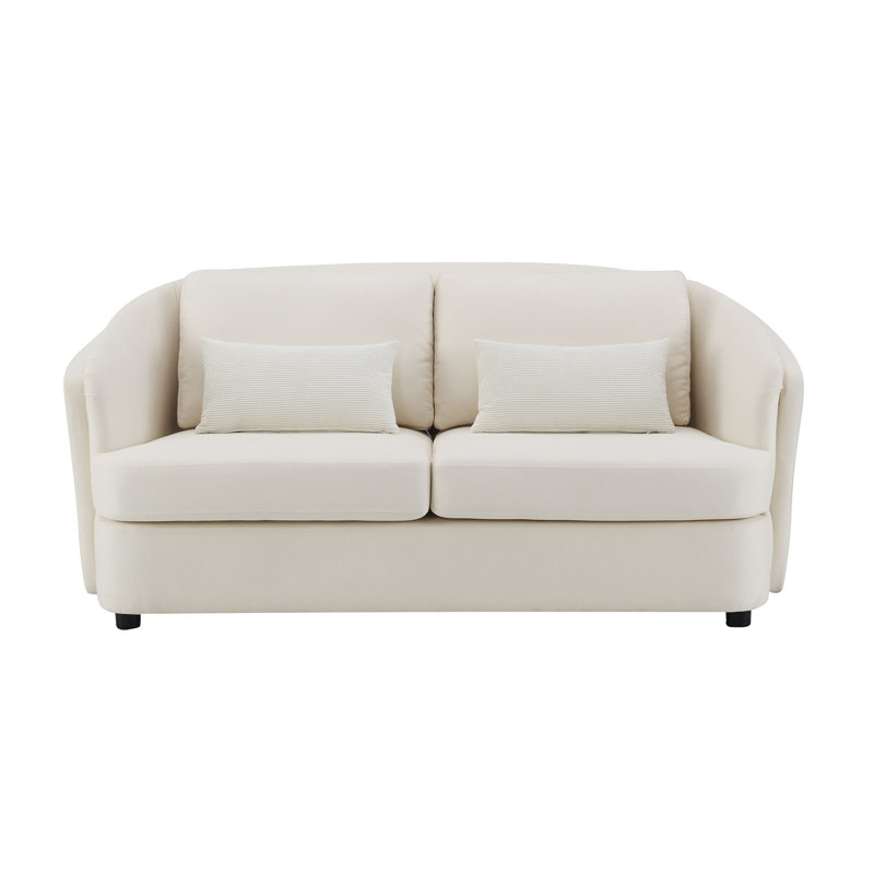 Causeuse en lin beige avec 2 coussins décoratifs