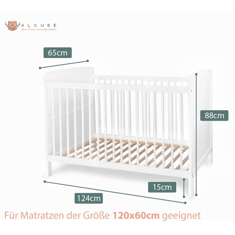 Baby Cot, White, 60x120cm
