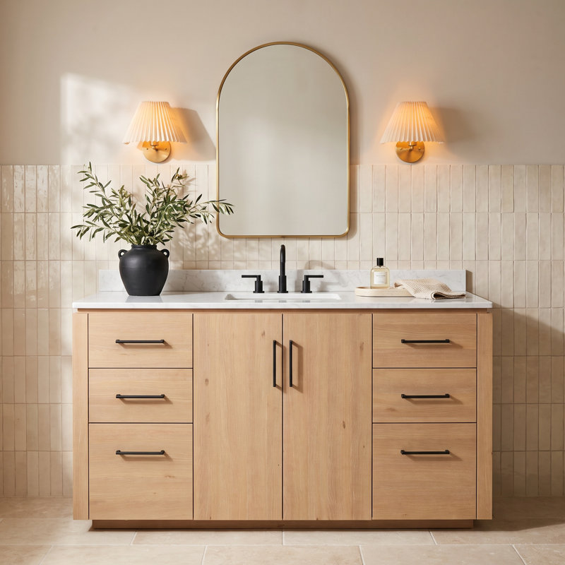 Cloverfield 60 " W Freestanding Standard Free Standing 1 Single Vanity Bathroom Vanity With Cultured Marble Top, Matte Black