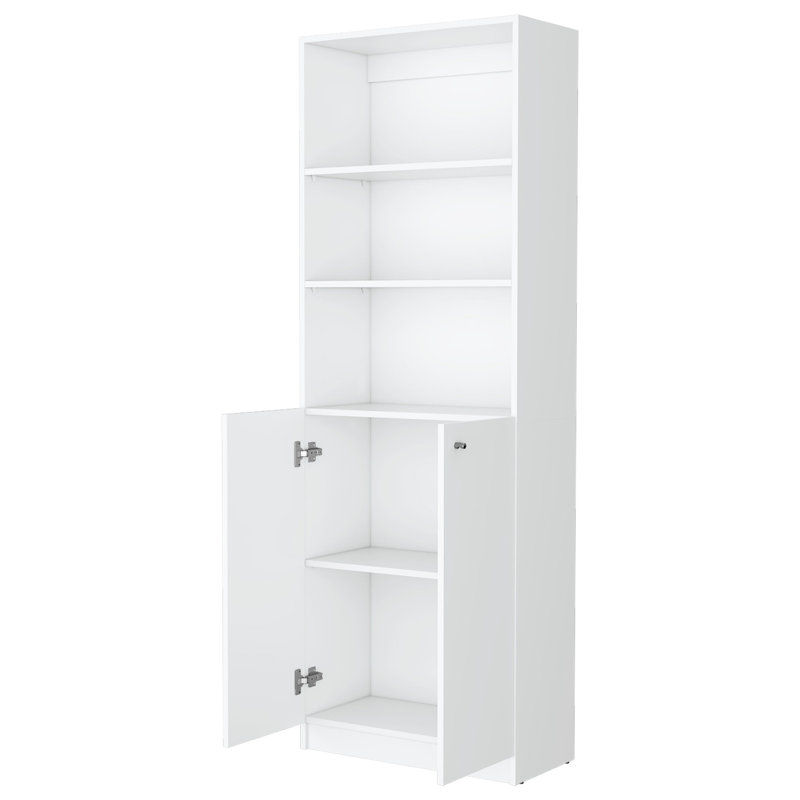 Bibliothèque blanche à 2 portes pour un décor contemporain chic et organisé