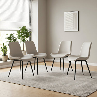 Upholstered Dining Chair with Carbon Steel Legs (Set of 4)