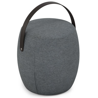 Ramsay 16"W Upholstered Round Footstool with Wood Handle