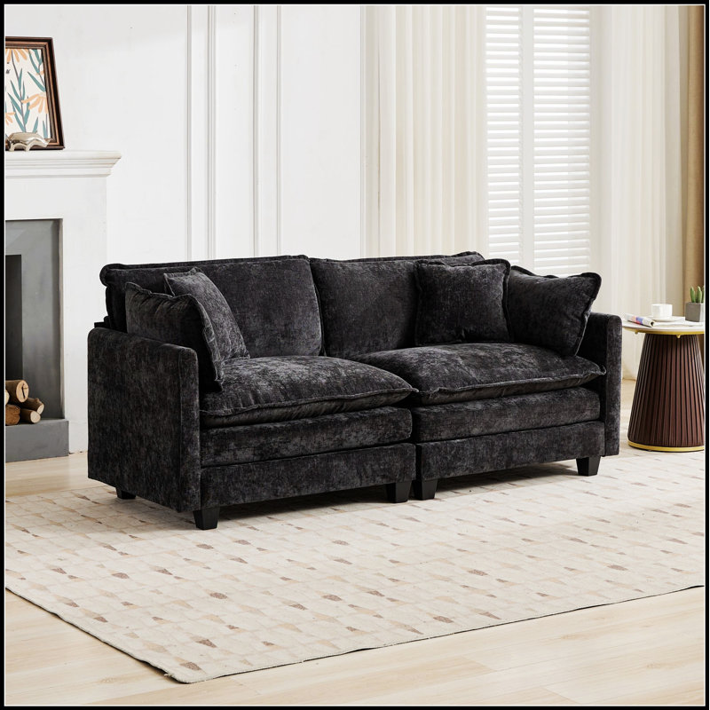Causeuse Cloud Cloud, canapé modulaire moderne avec coussins rembourrés à double couche confortables, tissu chenille respirant pour le salon et l’appartement