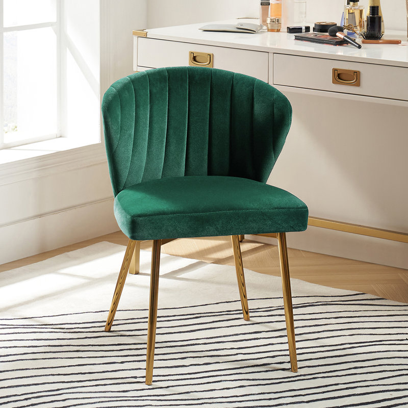 Fauteuil d'appoint moderne en velours avec dossier capitonné H 29 po Leona, Velours vert