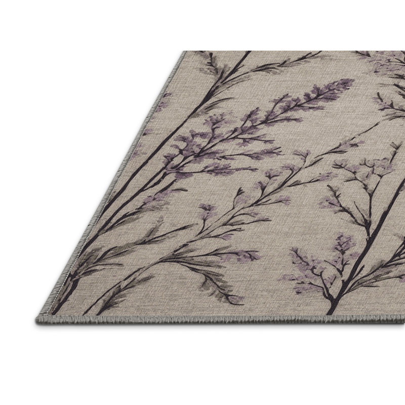 Tapis gris botanique lavable à la machine, Tapis de couloir 2 pi x 5 pi