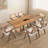 Mid-Century Modern Rectangular Waves Dining Table Set With Rattan Weave Design