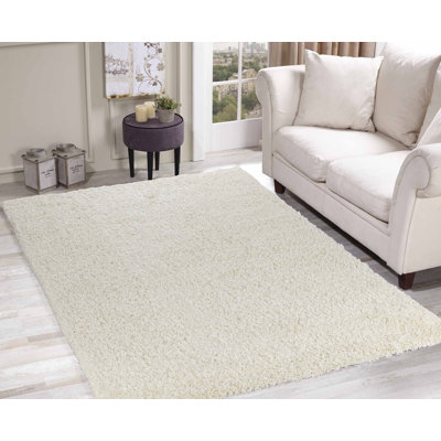 Esterly Ivory White Shaggy Rug