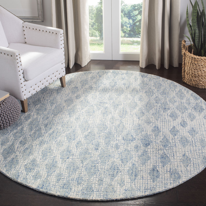 Eubank Tufted Wool Performance Geometric Rug, Round 6'