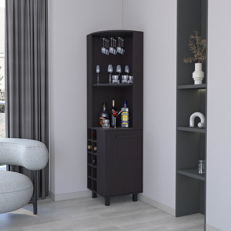 Bar avec rangement pour le vin Melia-Teevan, Noir