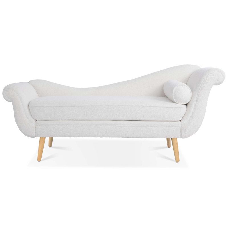 Chaise longue avec accoudoirs à volutes, Blanc