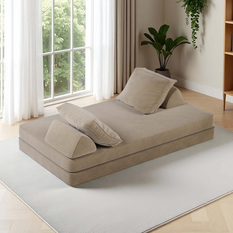 Canapé multifonctionnel en chenille Boneless 86,5 pouces, Chameau