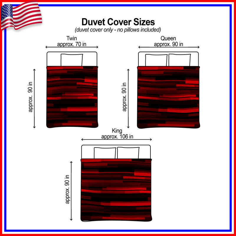 Housse de couette abstraite Red Stripes Bedding, Grand lit