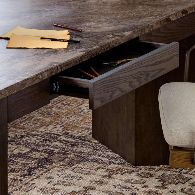 Bureau d'écriture rectangulaire l 73,5 po Lawson, Warm Grey Marble/Brown