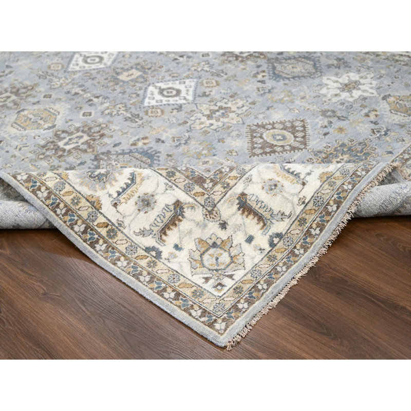 Tapis géométrique noué à la main 9 pi x 9 pi 9 pi x 9 pi gris Karjihooz 9F6DD220B05F40B6B0D8E791BFC1BC83