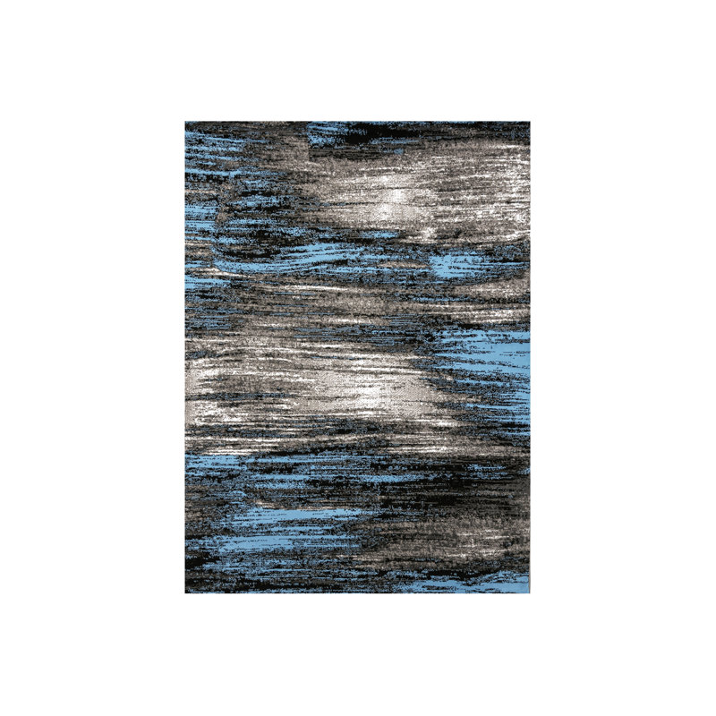 Tapis gris / bleu Mahlum, Rectangulaire 5 pi x 7,2 pi