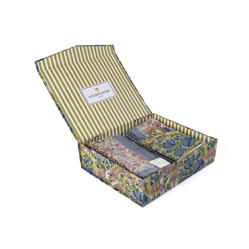 Hand Printed Floral Cotton Rectangular Decorative Box