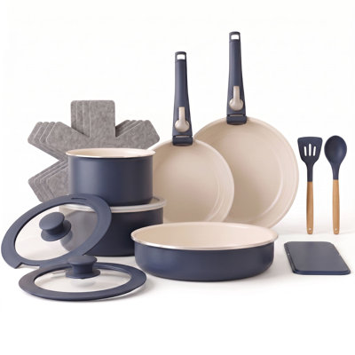Gotham Steel 18 Piece Detachable Handle Ceramic Nonstick Cookware Set