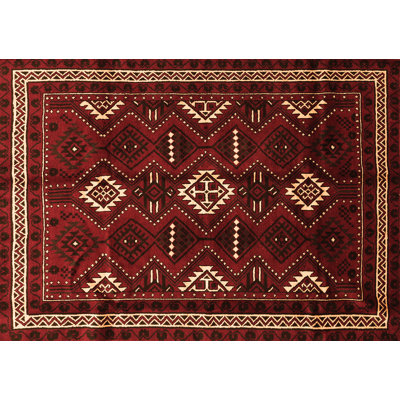 Tapis orange en laine et polyester tissé à la machine Frone 7 pi x 10 pi à motif oriental Froney