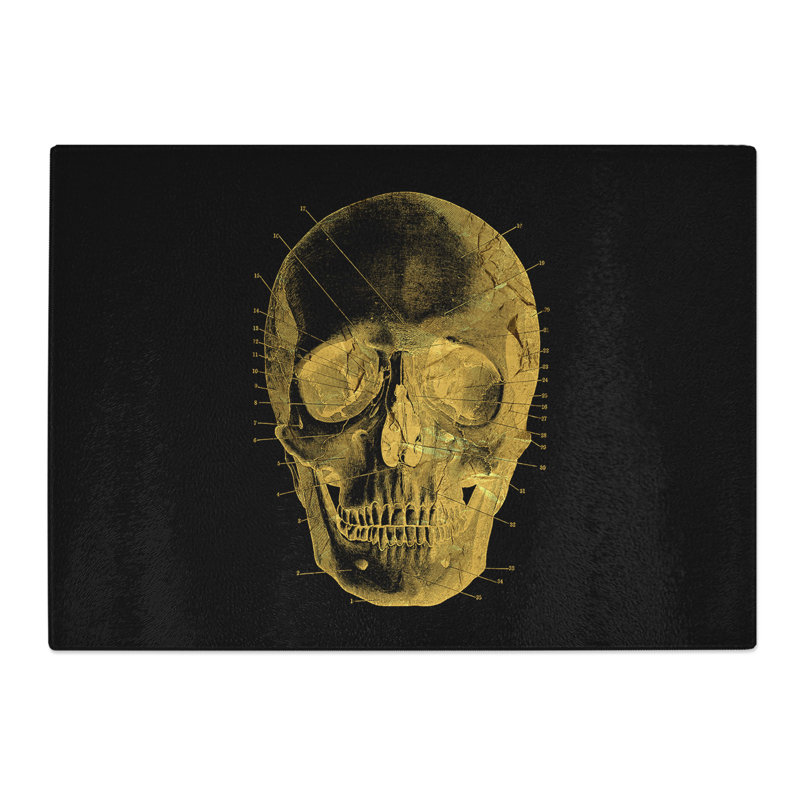 Black Twilight Skull in Gold Chopping Board, 0.4cm H x 20cm W x 28.5cm L