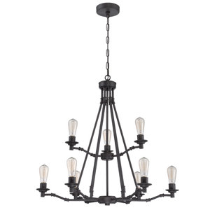9 - Light Dimmable Tiered Chandelier