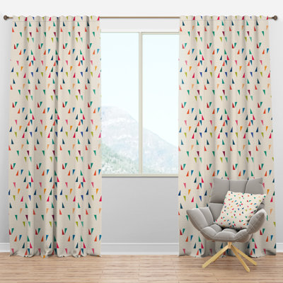 Abstract Triangular Retro Pattern I - Mid-Century Velvet Curtain - Room darkening - 1 panel