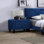 Velours bleu marine magnifique table de chevet 1pc table de chevet 2X tiroirs mobilier de chambre design élégant