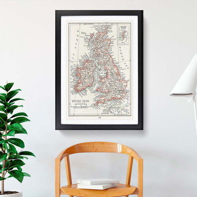Vintage Map of the British Isles - Picture Frame Graphic Art Print