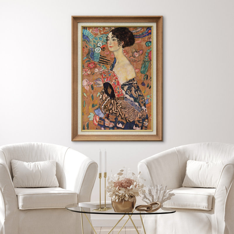 «Woman with Fan Art», reproduction d'art sur papier encadrée, H 36 po x l 26 po x P 1,5 po
