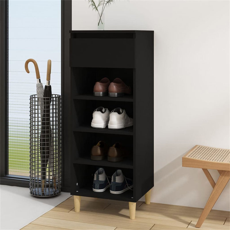 4 Pair Shoe Storage Cabinet, Black