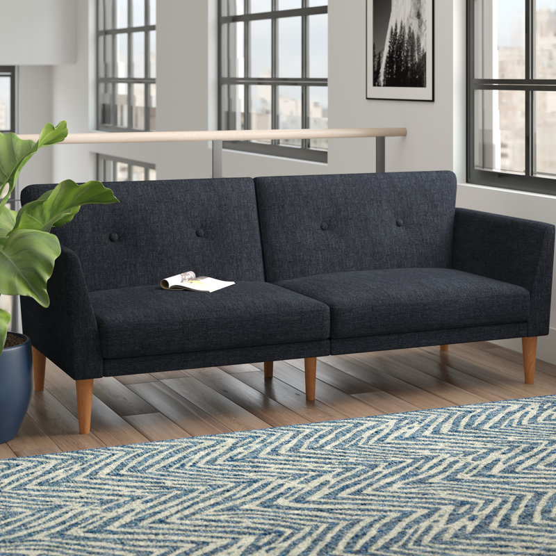 Mirrabooka Twin 204.5cm Upholstered Convertible Sofa, Navy Performance